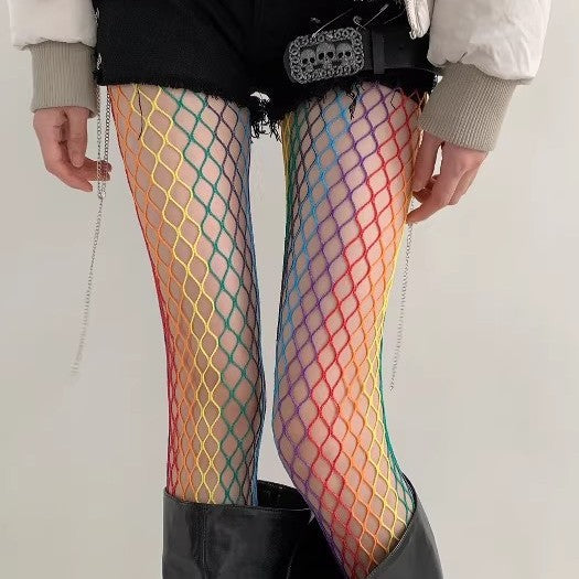 Gradient-colored Hollow-out Mesh Stockings