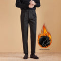 Mens Wool Suit Pants Thickened Straight-Leg Business-Casual Trousers