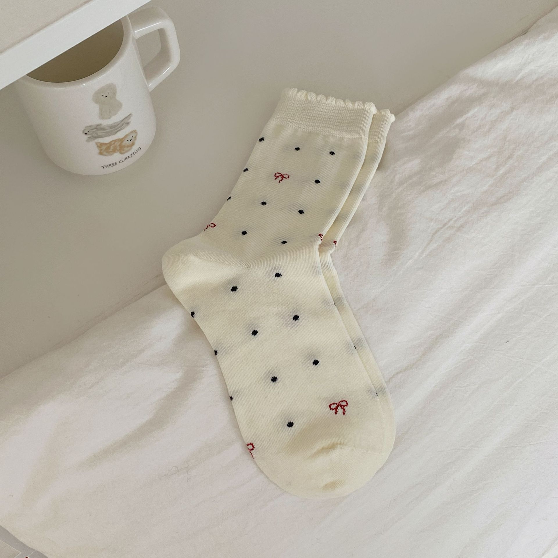 SpringSummer 3D Bowknot Boneless Mid-Calf Socks