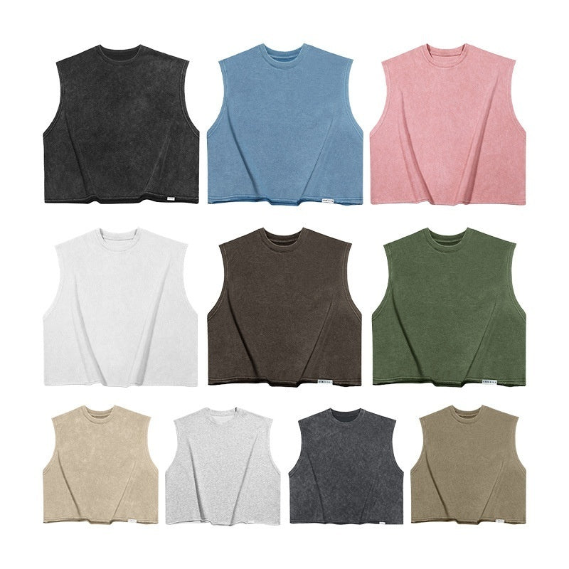 Washed Distressed Vest Men's Summer