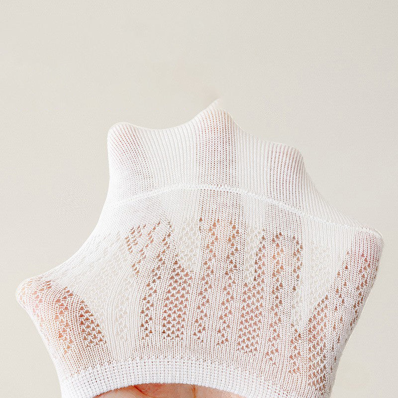 Women's Summer Mesh Thin Invisible Socks Solid Color Breathable Low-Top Silicone Non-Slip No-Slip Short Socks