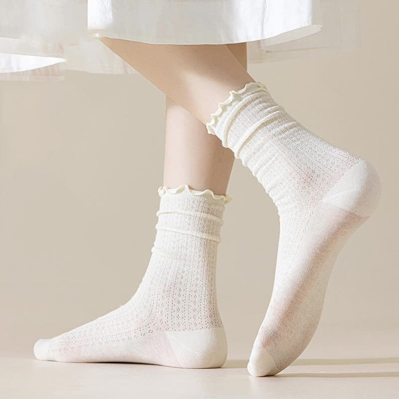 Summer Socks For Children Fungal Edge Thin Mesh Loose Mouth Stacked Breathable Middle Tube Socks