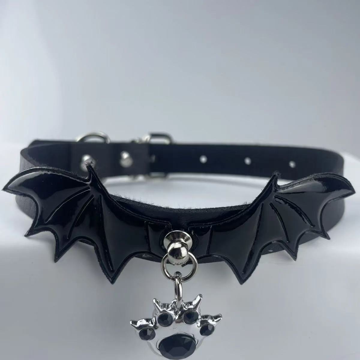 Dark Cross Devil Wings Choker Leg Ring Leather Necklace Bold Girl Punk Style
