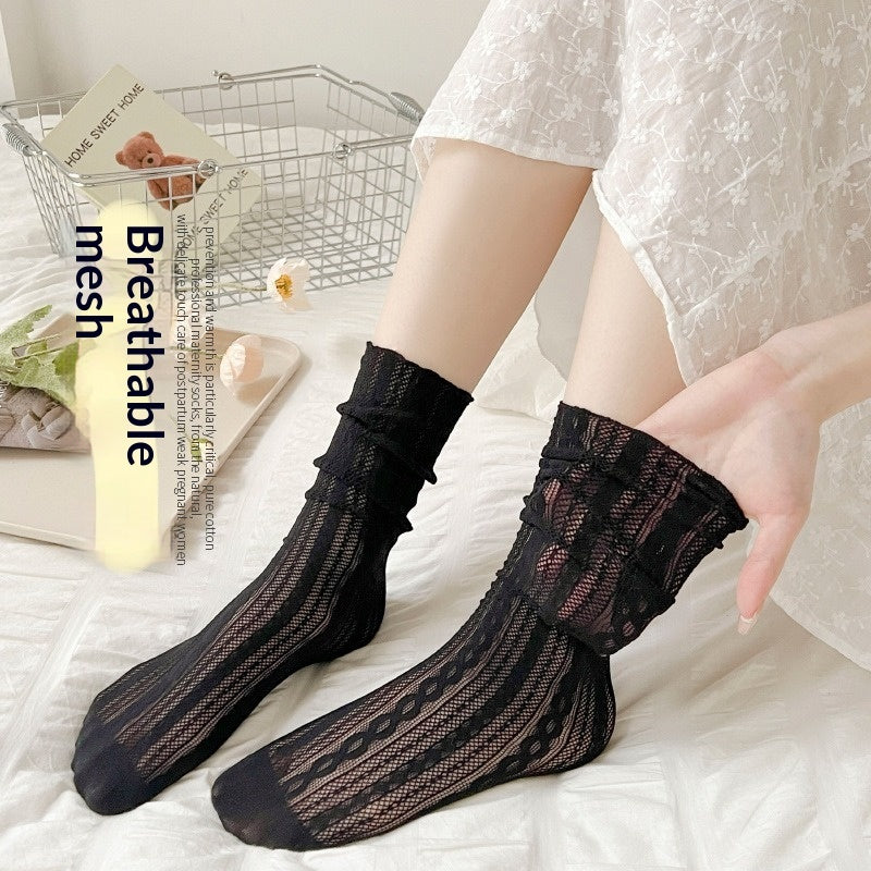 Japanese-style Lolita Calf-length Socks Springsummer Thin Style Sweet And Girly