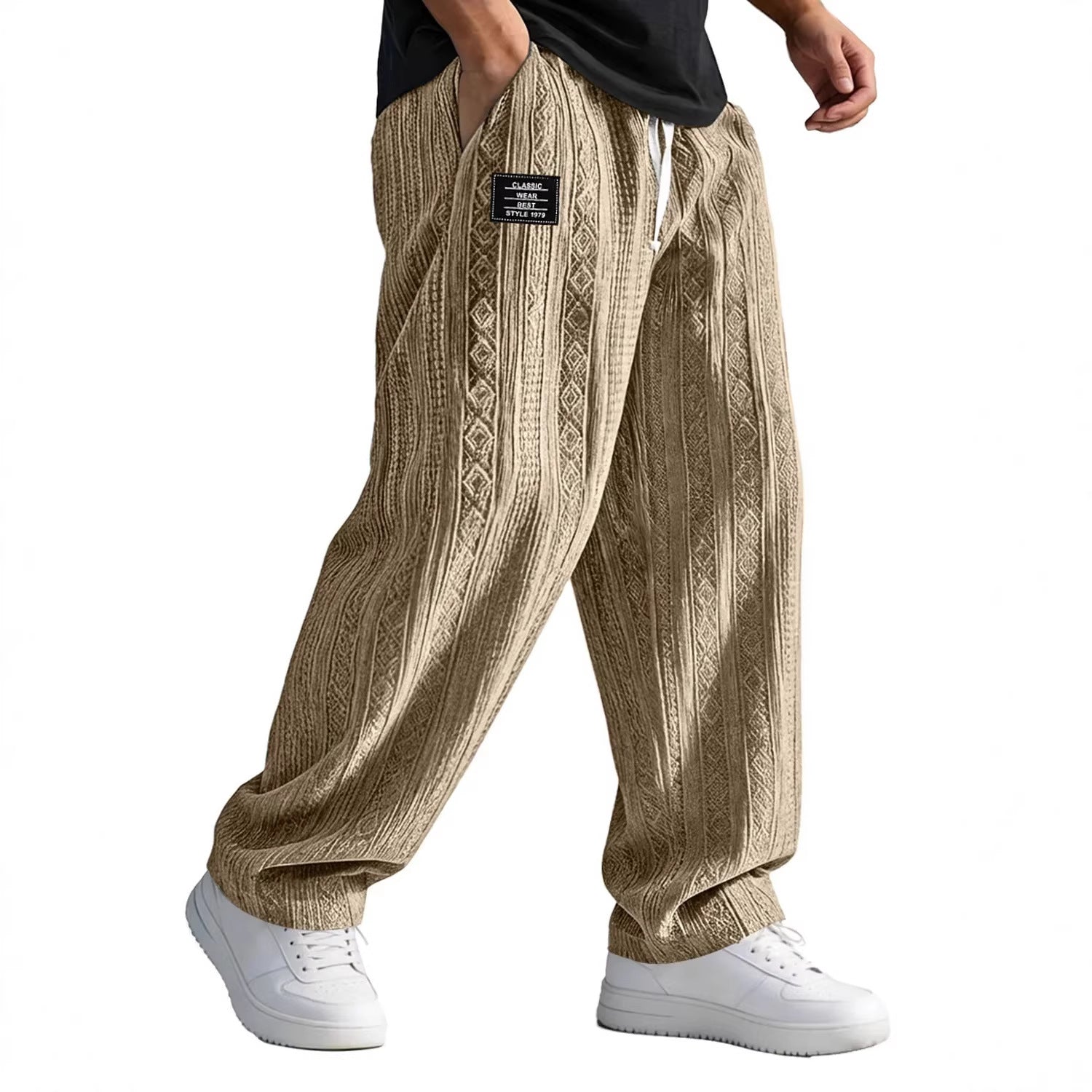 European And American Style Pocketed Straight-Leg Loose Lace-Up Sporty Casual Pants For SpringSummer