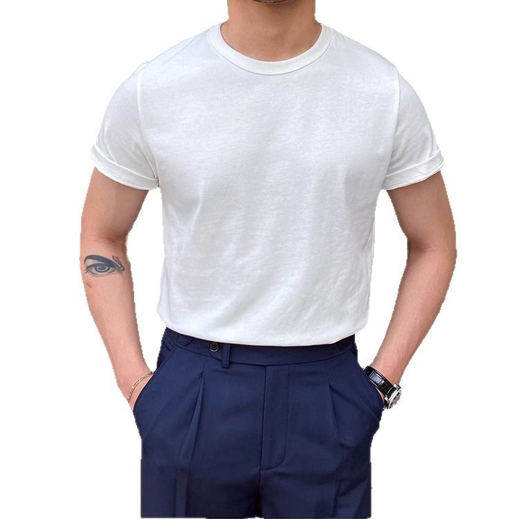 British-style Dandy Mens Summer T-shirt With A Small Neckline