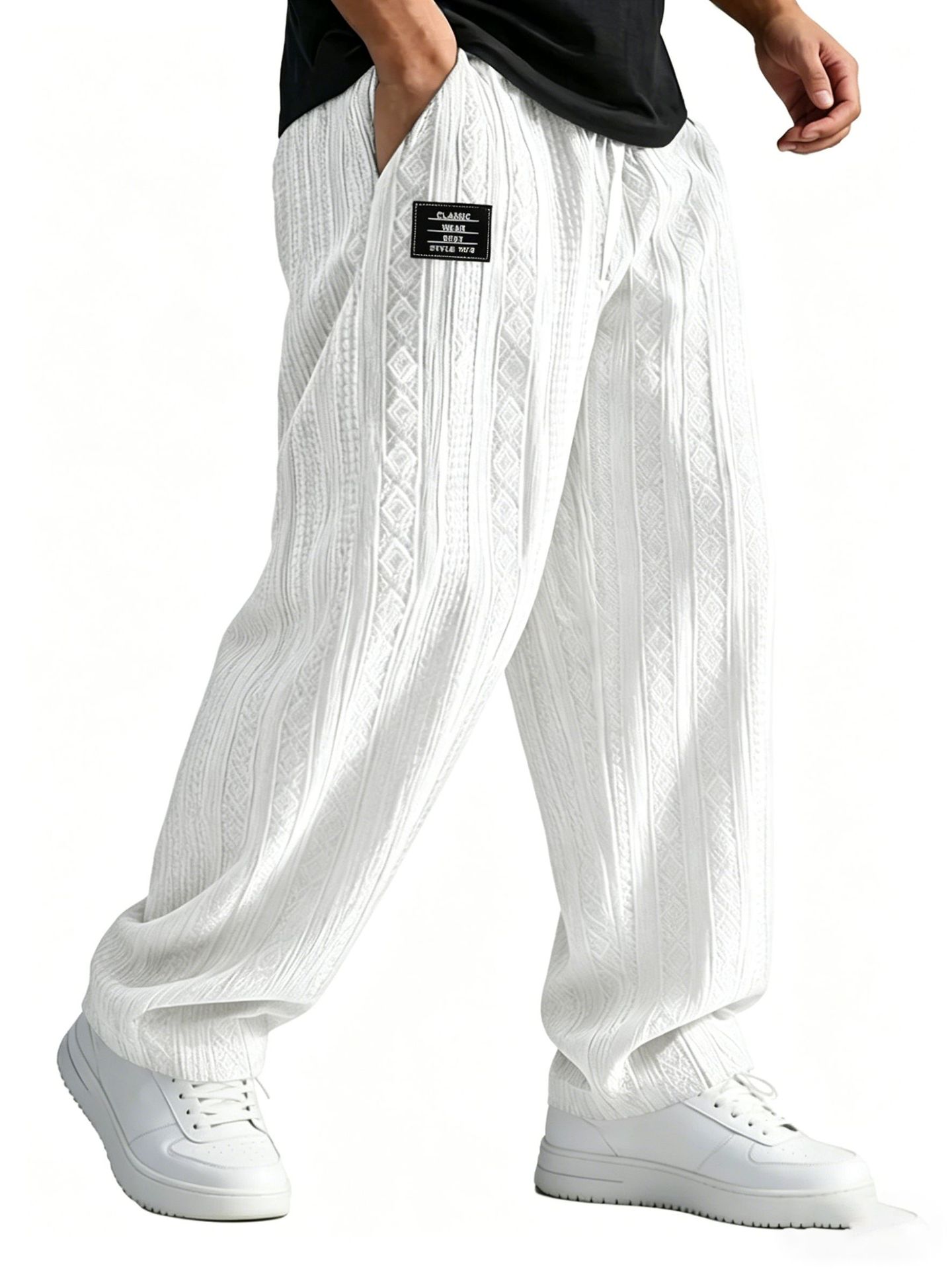 European And American Style Pocketed Straight-Leg Loose Lace-Up Sporty Casual Pants For SpringSummer
