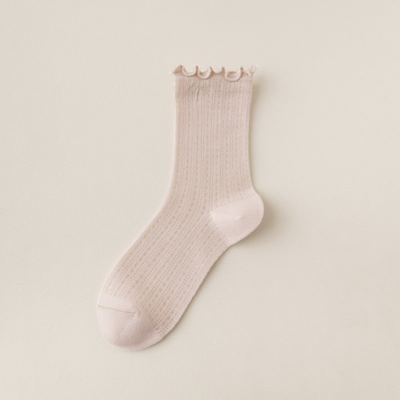 Summer Socks For Children Fungal Edge Thin Mesh Loose Mouth Stacked Breathable Middle Tube Socks