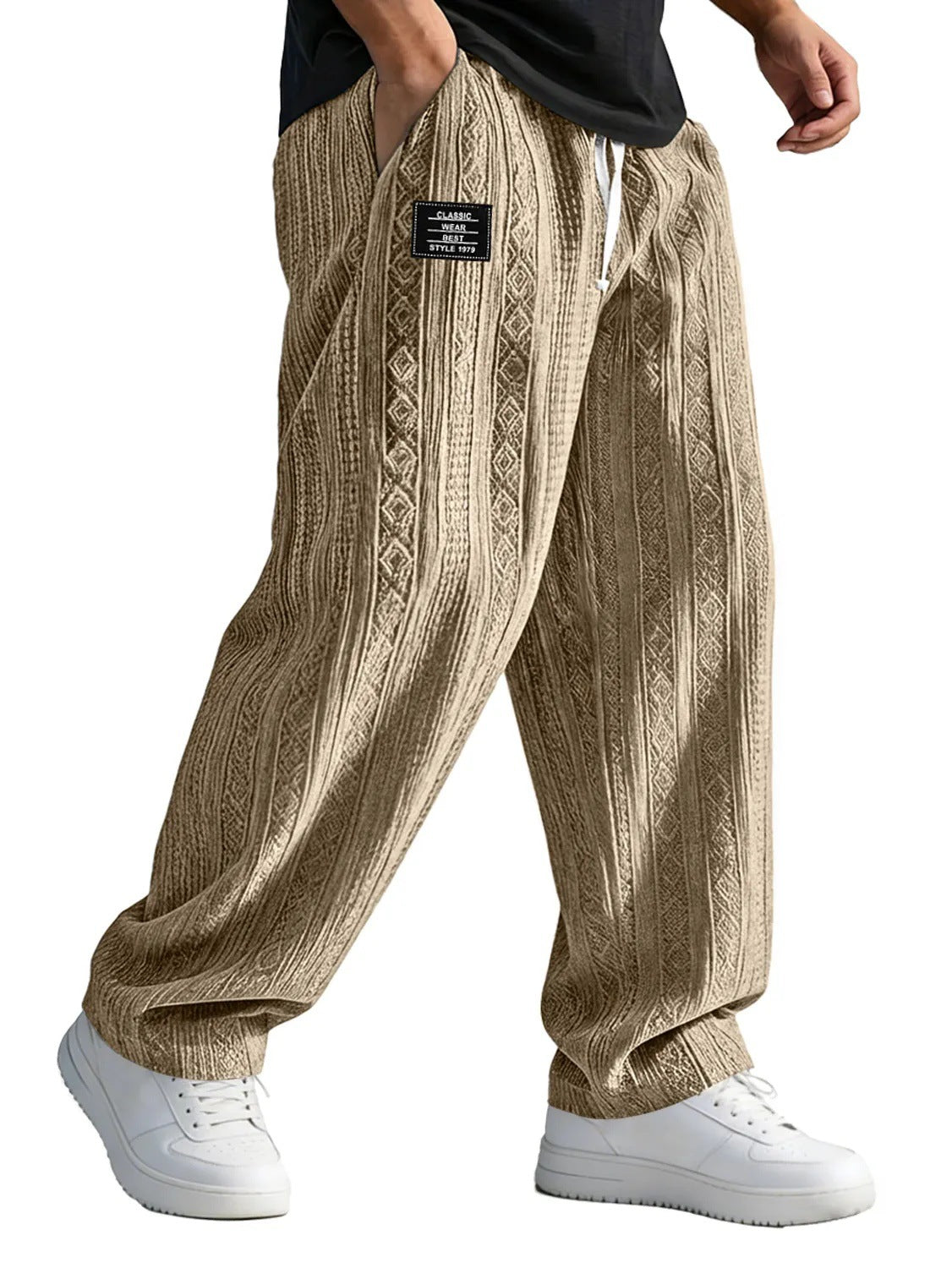 European And American Style Pocketed Straight-Leg Loose Lace-Up Sporty Casual Pants For SpringSummer