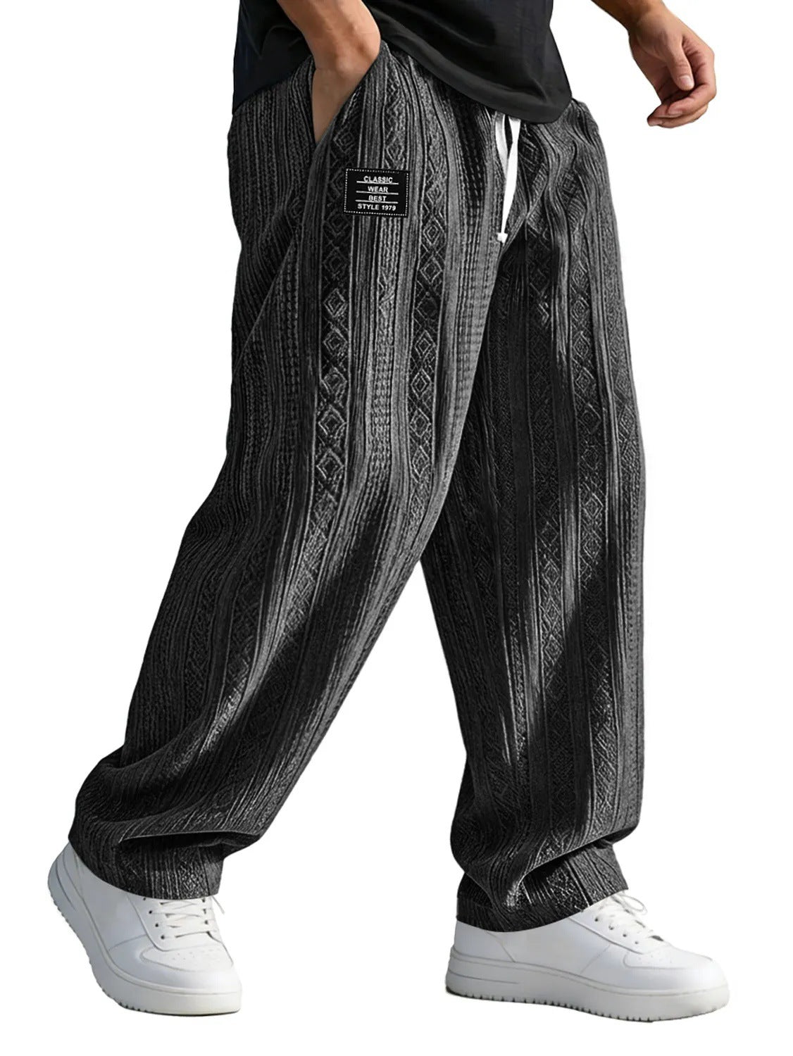 European And American Style Pocketed Straight-Leg Loose Lace-Up Sporty Casual Pants For SpringSummer