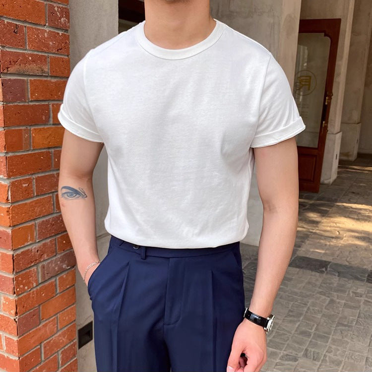 British-style Dandy Mens Summer T-shirt With A Small Neckline