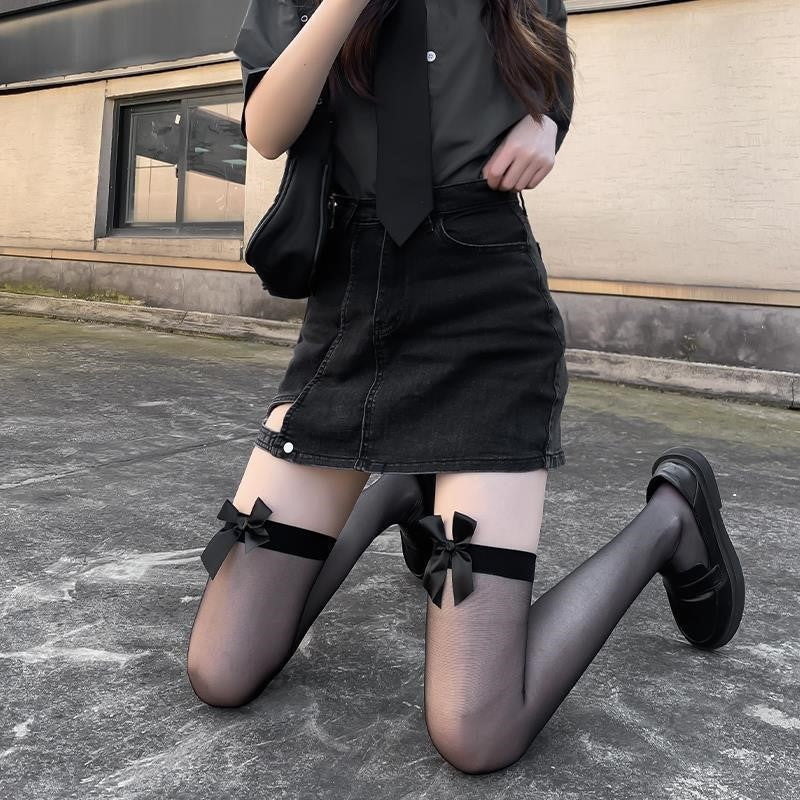 Bow High Tube Stockings Spring New Sexy Thin Over The Knee Beautiful Leg Socks