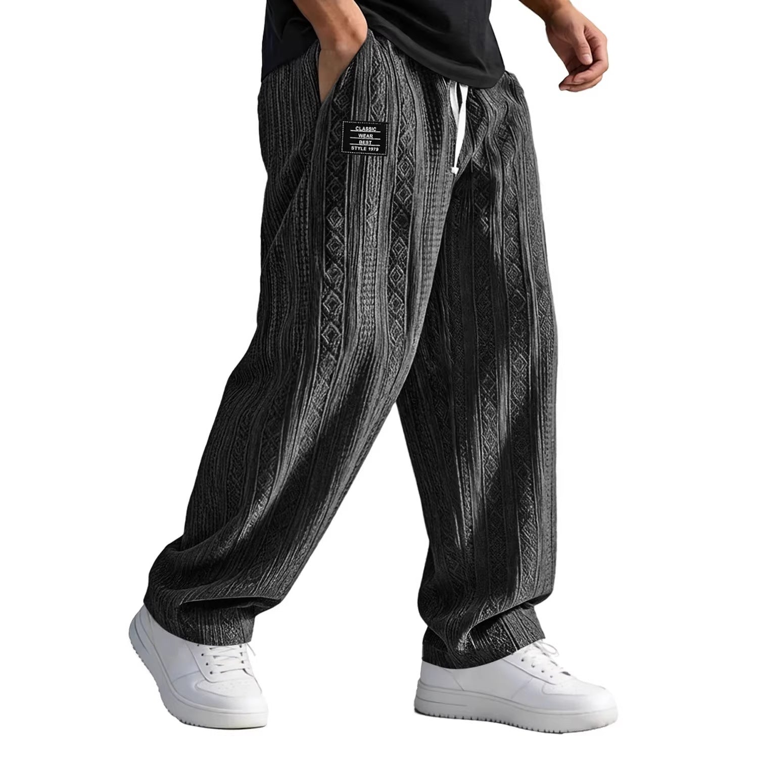 European And American Style Pocketed Straight-Leg Loose Lace-Up Sporty Casual Pants For SpringSummer