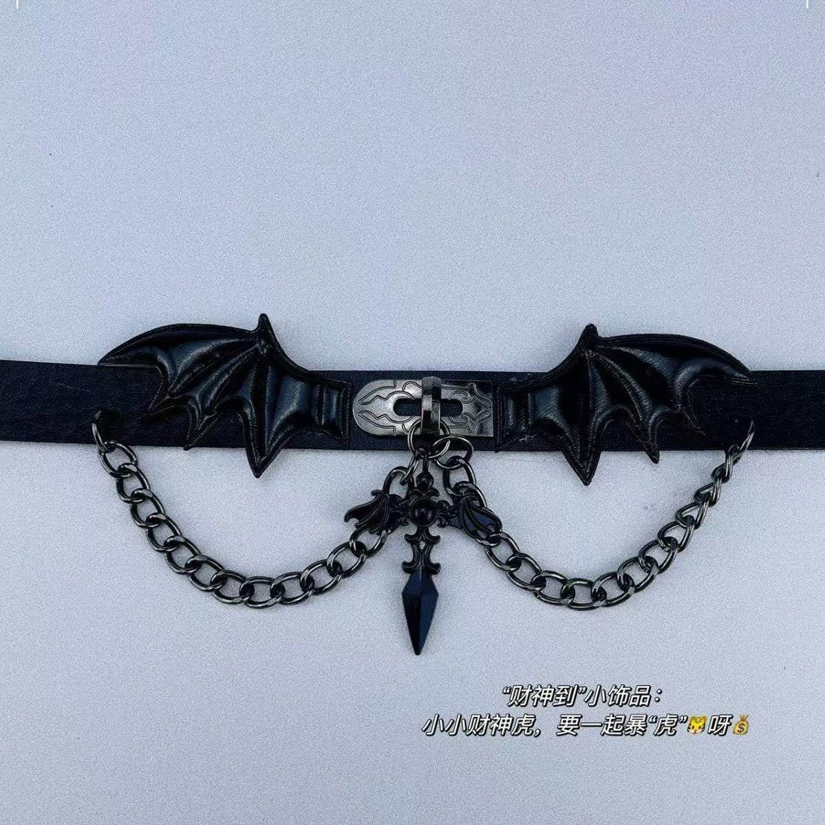 Dark Cross Devil Wings Choker Leg Ring Leather Necklace Bold Girl Punk Style