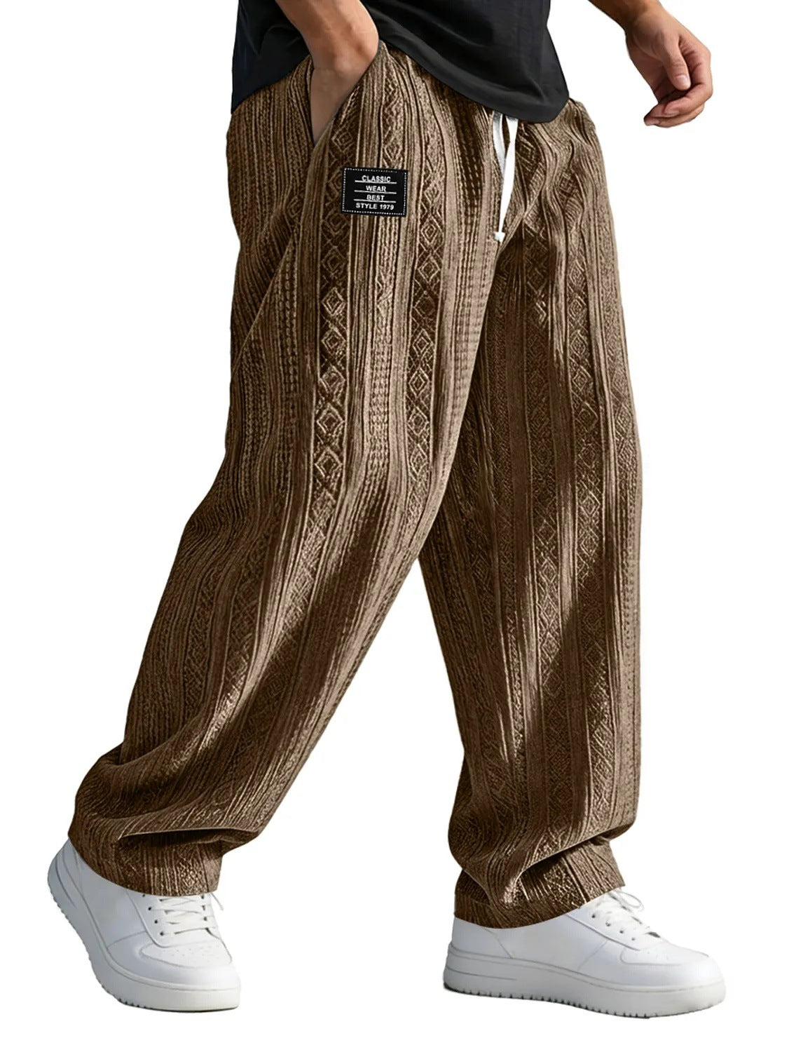 European And American Style Pocketed Straight-Leg Loose Lace-Up Sporty Casual Pants For SpringSummer