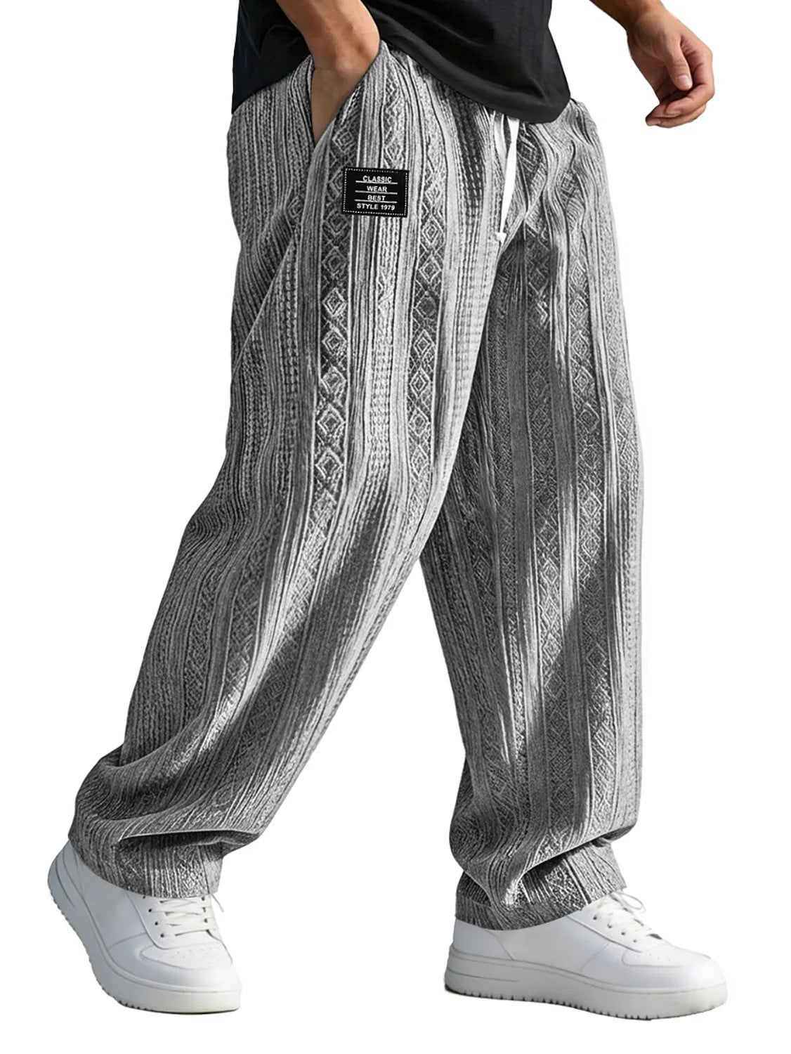 European And American Style Pocketed Straight-Leg Loose Lace-Up Sporty Casual Pants For SpringSummer