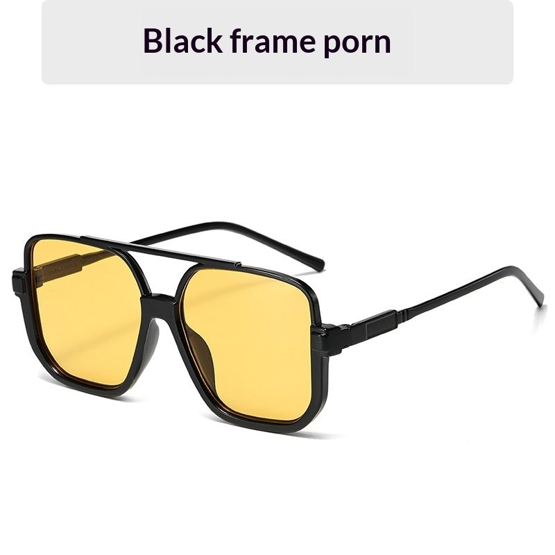 Full-frame Square Double-bridge European And American-style Vintage Fashionable Versatile Sun Glasses