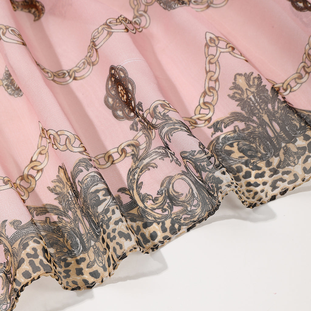 Ladies' Printed Leopard Print Chain Chiffon Thin Silk Scarf, Light, Retro And Elegant Style Scarf, Spring And Summer Daily Casual Travel And Vacation