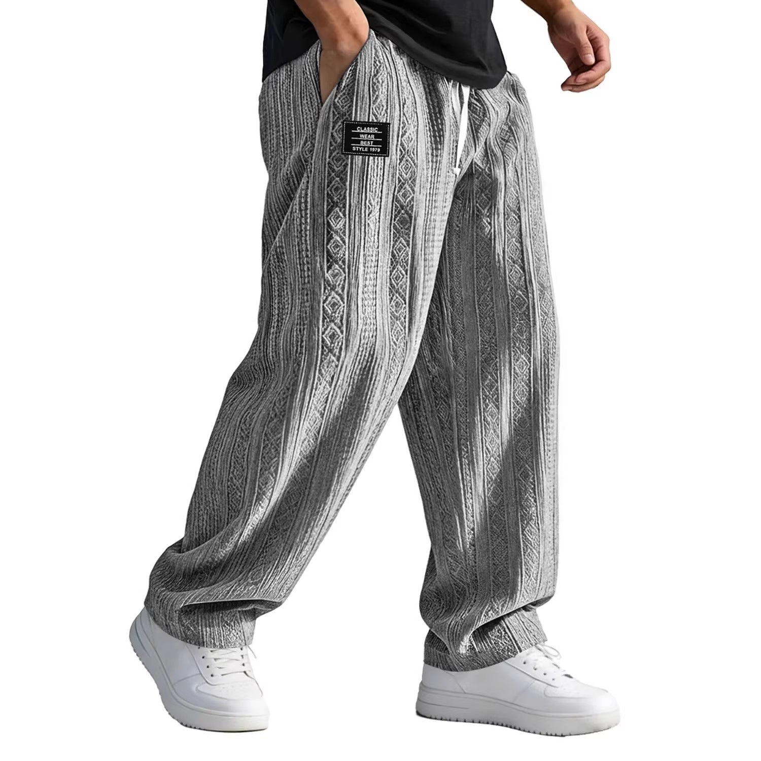 European And American Style Pocketed Straight-Leg Loose Lace-Up Sporty Casual Pants For SpringSummer