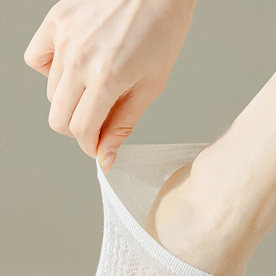 Women's Summer Mesh Thin Invisible Socks Solid Color Breathable Low-Top Silicone Non-Slip No-Slip Short Socks