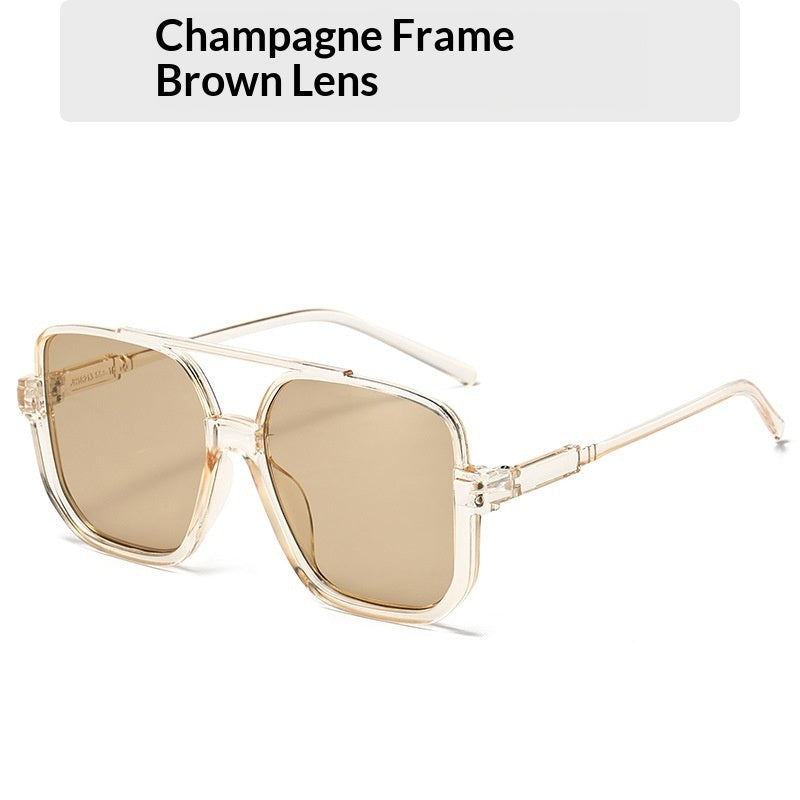 Full-frame Square Double-bridge European And American-style Vintage Fashionable Versatile Sun Glasses