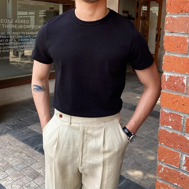 British-style Dandy Mens Summer T-shirt With A Small Neckline